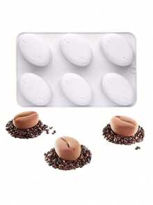 6-Cavity Coffee Bean Shaped Silicone Chocolate Mold, Suitable For Making Chocolate Candies - Multicolor - View 9