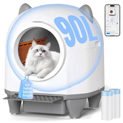 DEVOKO Self-Cleaning Cat Litter Tray APP Remote Control XXL Extra-Large Capacity + 10L Waste Bin Pet-Friendly Cat Toilet