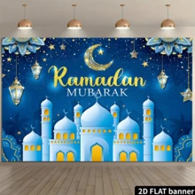 2D Flag Banner, 1 Piece, Festival Banner, Size 150 Cm * 100 Cm (59 Inches * 39.3 Inches), Made Of Polyester Material, Suitable For Indoor And Outdoor Use During . - Blue - View 2