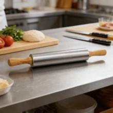 1pc Stainless Steel Rolling Pin - Heavy Duty Classic Pasta Dough Roller For Pasta, Pizza, Cookies And Pastries - Silver - View 8