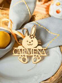 Personalized Wooden Easter Bunny Place Cards + Custom Text Customizable Easter Table Setting Name Cards For Family Easter Brunch, Holiday Dinner Parties, Church Easter Events, Wedding Receptions, Baby Showers - Conventional - View 4
