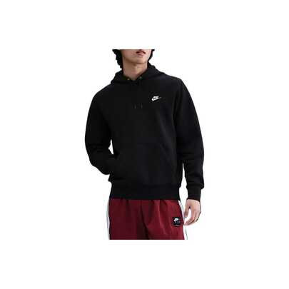  Nike Club 加絨套頭連帽針織保暖衛衣 男款 黑色