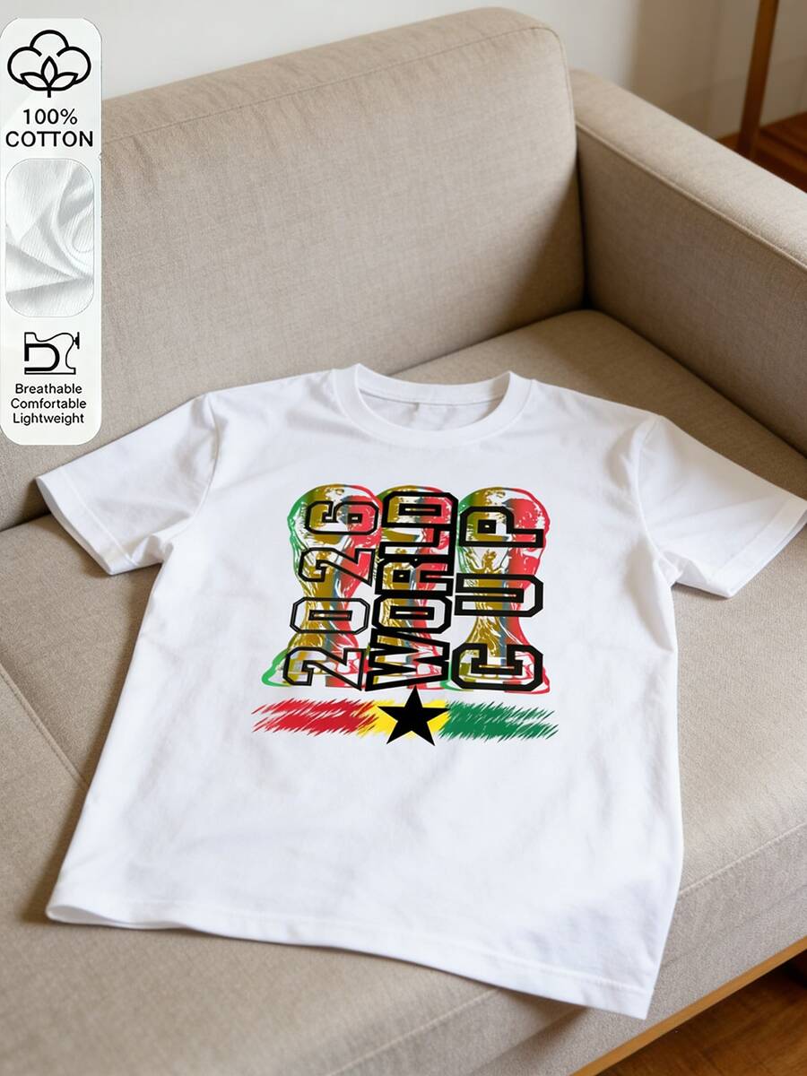Camiseta de fútbol F-IFA GH-ana_ Copa Mundial 2026, ropa deportiva que absorbe la humedadCamiseta de algodón puro de 180 g: estilo informal, perfecta para otoño e invierno, un regalo ideal para el día de la familia y tops para mujer, conjuntos de otoño para mujer, conjuntos de vacaciones, disfraz de Halloween para mujer - BLANCO - Ver 1