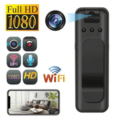 1pc 1080P HD Mini Smart Camera, Portable Video Recorder With Night Vision, 180° Rotatable Lens, Rechargeable Battery, Motion Detection, Suitable For Security Monitoring, Sports, Driving, Meetings, Classrooms, Law Enforcement, And Outdoor Travel