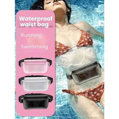 Waterproof Waist Pack For Phones, Touchscreen, Suitable For Swimming, Surfing, Diving, Fits Phones Up To 7.2 Inches, Transparent Waterproof Phone Case, Beach Travel Necessity Purse Wallet For Outdoor Sport Summer Vacation Holiday Pool Beach Bag Waterproof Bag Sport Bag For Sports For Fitness For Exercise Travel Bag For Vacation For Women For Men Travel Essential Durable Swimming Bag For Beach