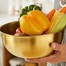 3 peças/1 peça Tigelas de Mistura de Aço Inoxidável Dourado com Marcas de Medição, Adequadas para Salada, Frutas, Massa, Fácil de Limpar, Tema de Feriado, Uso ao Ar Livre, Superfície de Metal Escovado, Tamanho Redondo 6,69", 7,48", 8,66" - Dourado - Visão 10