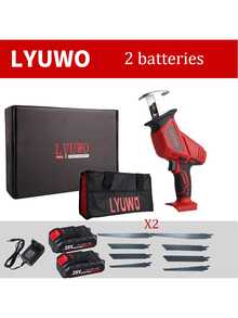 LYUWO锂电池工具，军用锯，往复锯，手锯，可充电锂电池通用锯，小型家用电锯。可切割木材、金属、塑料，修剪树枝，便于携带，采用合金钢链条材质，非常耐磨，配备大容量锂电池和2套锯片。 - 酒紅色 - 查看 8
