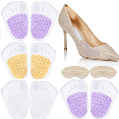 Juego de cojines para la planta del pie y taloneras de gel - Plantillas para tacones altos, alivio del dolor para soporte metatarsiano, diseño antideslizante e invisible (unisex)