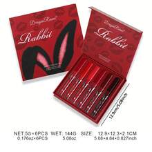 Set de 6 brillos labiales mate, resistente al agua y al sudor, antiadherente, efecto maquillaje natural de larga duración, para todo tipo de piel, para adultos, sistema de colores mixtos, caja de regalo. - 6 piezas - Ver 3