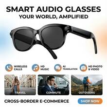 SENBONO AI 摄影智能眼镜，男女通用，200万像素摄像头，AI语音，AI照片识别，AI翻译，高清照片/视频，语音助手，无线通话，音乐控制；女士 AI 摄影智能眼镜，兼容安卓系统，生日、情人节、父亲节、母亲节的理想礼物 - 黑色 - 查看 2