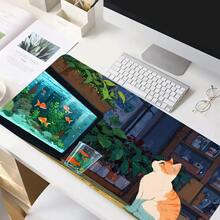 Tấm lót chuột hình mèo dễ thương, thiết kế nghệ thuật, thảm lót bàn làm việc thẩm mỹ, phụ kiện bàn làm việc văn phòng với đường viền may chắc chắn, chống trượt, cỡ XXL, đế cao su, tấm lót bàn phím 35.4x15.7 inch, tấm lót bàn làm việc thể thao điện tử cho văn phòng tại nhà, đồ dùng văn phòng, trang trí văn phòng. - Hình vuông - Xem 4