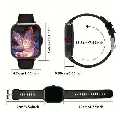 Montre connectée avec écran tactile HD de 4,65 cm - Appels sans fil, caméra, contrôle de la musique | Compatible avec Android/iOS, unisexe, cadran personnalisable, alarme et alertes d'appels/messages