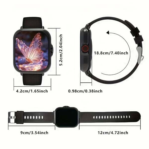 Montre connectée avec écran tactile HD de 4,65 cm - Appels sans fil, caméra, contrôle de la musique | Compatible avec Android/iOS, unisexe, cadran personnalisable, alarme et alertes d'appels/messages