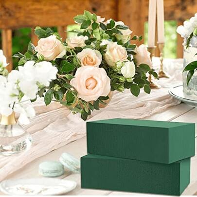 2-In-1 Floral Mud Bricks, Green Floral Foam Blocks, Suitable For Fresh Flowers And Artificial Flowers, Suitable For Planting And DIY Crafts, Perfect For Wedding Table Center Decorations And Party Arrangements, Slightly Sunken Corners, Please Do Not Purchase If Bothered