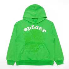 SP5DER Spider Worldwide Tracksuit Hoodie Set Cobweb Spider Style, Letter Print, Hip Hop,Long Sleeve Fashion Sweatshirt, Casual Tracksuit Long Sleeve Athletic Suit, Couple MatchingDesign, Designed For Both Men And Women - Áo hoodie màu xanh lá cây - Xem 2