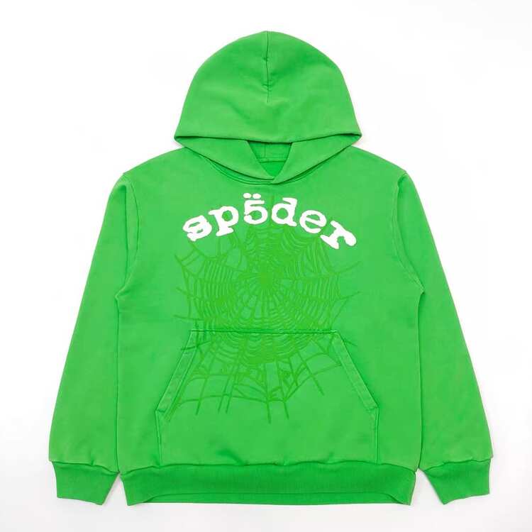 SP5DER Spider Worldwide Tracksuit Hoodie Set Cobweb Spider Style, Letter Print, Hip Hop,Long Sleeve Fashion Sweatshirt, Casual Tracksuit Long Sleeve Athletic Suit, Couple MatchingDesign, Designed For Both Men And Women - Áo hoodie màu xanh lá cây - Xem 2