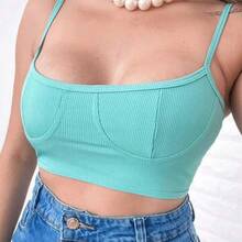 Cropped Half-Cup Top In Colors - Green - View 2