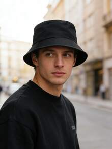 男士双面纯色渔夫帽，时尚百搭，柔软舒适，适合春季户外活动和骑行。 - 彩色 - 查看 1