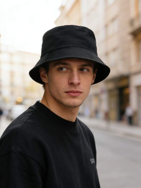 1pc Reversible Solid Color Bucket Hat For Men, Fashionable & Versatile, Soft & Comfortable, Suitable For Spring Outdoor Activities & Cycling