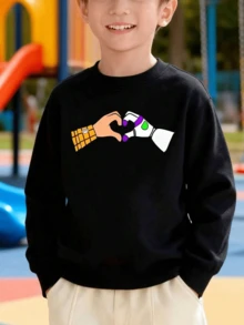 Disney Toy Story Double-Sided Print Fall/Winter Kids' Crewneck Sweatshirt Perfect For Boys' Everyday Play Long-Sleeve Top Ideal As A Christmas Gift - màu đen - Xem 2