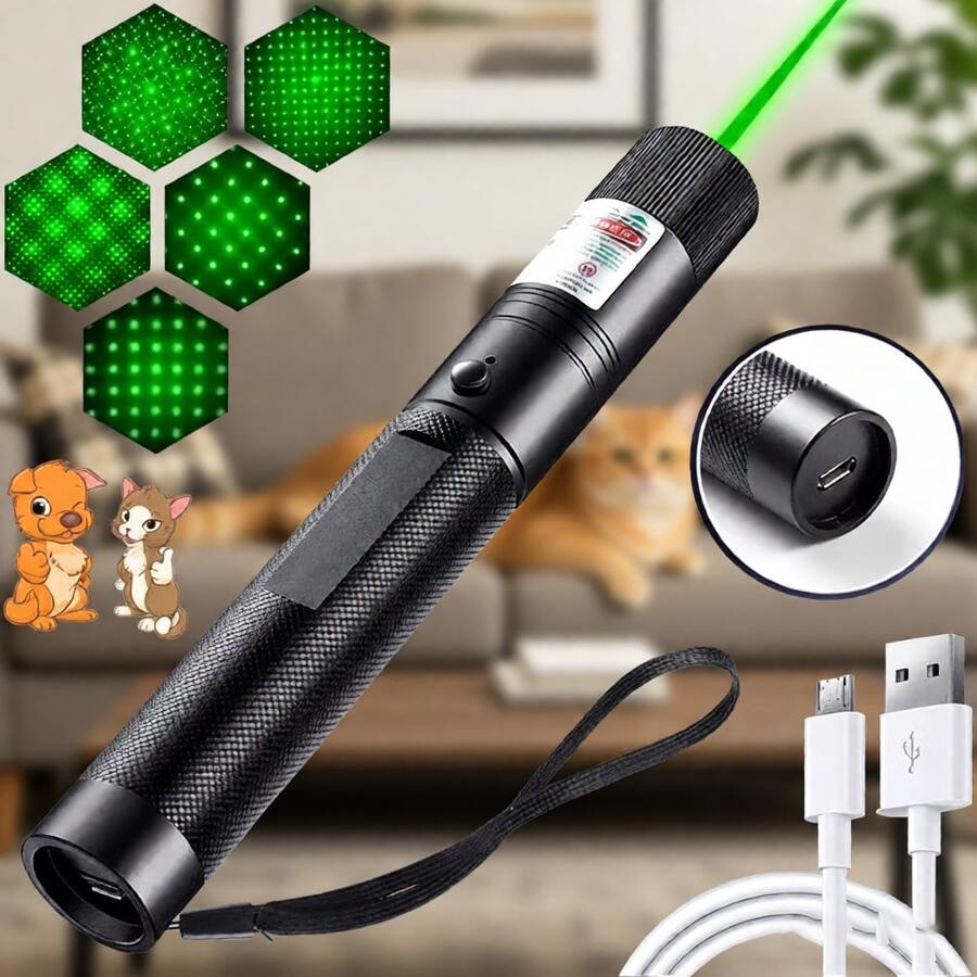 Luz verde con carcasa azul, recargable, ideal para presentaciones en pantalla de TV. Luz de largo alcance para acampar y hacer senderismo. - Blanco - Ver 1