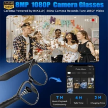 AI Smart Video Glasses, Equipped With An 8-Megapixel Camera, Support 4K HD Video Recording, Wireless Connectivity And Wi-Fi Transmission, AI Chat With ChatGPT Model, Wireless Calling And Music Playback, Real-Time Translation Device, AI Assistant And Meeting Recorder. Compatible With IOS/Android Systems, Lightweight Design, Extended Battery Life Supports Video Calls And Instant Recording. Professional Recording Device, Portable Camera, Ideal For Travel, Meetings, Driving, And Outdoor Sports Scenarios. Perfect Holiday Gift. - 黑色 - 查看 5