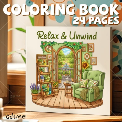 GDTME 1 Adult Coloring Book, 24 Thick Pages, Size 7.9" X 7.9", Helps Relieve Stress And Relax, Simple Design, Suitable For Valentine's Day, Women's Day, Easter, Back To School, Parties And More. Paperback, Back To School Gift, Coloring Activity