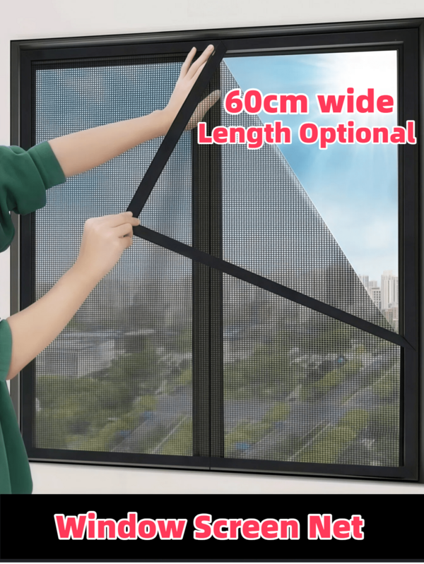 1pc Window Mesh Screen, No-Drill Self-Adhesive Mosquito Net, Easy Installation, Breathable Mesh Prevents Mosquitoes, Suitable For Bedroom, Living Room, Bathroom