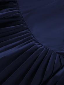 纯色优雅休闲褶皱连衣裙，适合婚礼、生日派对、约会、晚宴、情人节等夏季场合。 - 藏蓝色 - 查看 11