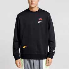 Nike Sportswear Essentials 系列 撞色Logo休閒運動圓領刺繡套頭衛衣 男款 黑色 - 黑色 - 查看 2
