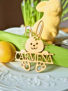 Personalized Wooden Easter Bunny Place Cards + Custom Text Customizable Easter Table Setting Name Cards For Family Easter Brunch, Holiday Dinner Parties, Church Easter Events, Wedding Receptions, Baby Showers - Conventional - View 6