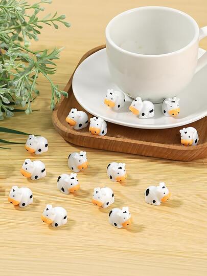 20pcs Mini Cow Figurines, Cute Cow Animal Mini Sculptures Decor, Cow Cake Toppers, Mini Resin Cow Statues, Fairy Garden Micro Landscape DIY Craft, Resin Garden Moss Landscape Decorations, Suitable For Cake Decorating, Home Garden Party Decor