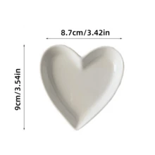 1pc Ceramic Heart Shaped Jewelry Tray, White Jewelry Display Holder, Heart Ring Holder, Jewelry Storage, For Earrings, Necklaces, Rings, Bracelets, Dresser, Bedroom Nightstand, Home Decor, New Year Gift, Gift, Gift Back To School - Multicolor - View 2