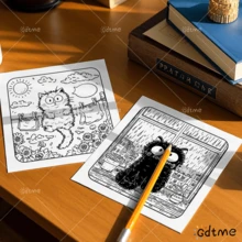 GDTME 一本可爱的小黑猫涂色书，共24页，设计温暖大胆，涂色时可放松身心，缓解压力。适合作为返校文具，或作为婚礼、音乐节、复活节和妇女节的礼物。送给家人和朋友也很棒，还可以用作办公用品或房间装饰。 - 可愛的小黑貓 - 查看 5