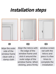 1 Peça Tela de Janela, Tela Mosquiteira Autoadesiva Sem Furos, Fácil Instalação, Malha Respirável Evita Mosquitos, Adequada para Quarto, Sala de Estar, Banheiro - Malha branca com borda preta - Visão 11