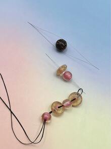 Set de 5 agujas curvas con cuentas, adecuadas para herramientas de fabricación de joyas DIY para principiantes, para pulseras y collares - Plateado - Ver 4