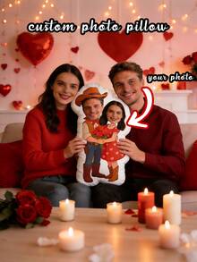 Customizable Cute Teddy Bear Pillow, Soft And Adorable, Ideal For Couples, Versatile Home Decor, Unique Gift For Occasions Like Christmas, Halloween. Suitable For Decorating Sofa, Living Room, Car. Father's Day, Mother's Day, Halloween, Christmas, Christmas Eve, Valentine's Day, Home Textile, Creates Cozy Christmas Atmosphere, Breathable, Lightweight, Soft. - Upload Pictures to Customize Pillows - View 4