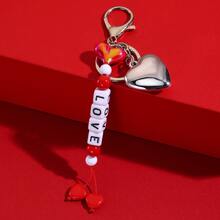 1pc "LOVE" Letter Beaded Heart Keychain Pendant, Creative Keychain Decor, Pendant Included, Gift For Friends, Family, Valentine's Day, Birthday, Holiday, Party Accessories - Multicolor - View 7