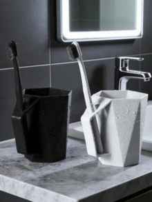 1 Piece Household Diamond-Shaped Toothbrush Cup For Couples With Handle, Stylish And Simple Creative Rinse Cup - 400ml - View 2