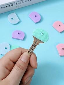 5pcs Pack Colorful Silicone Elastic Key Covers, Waterproof PVC Key Caps Identifiers, Random Colors - Multicolor - View 12