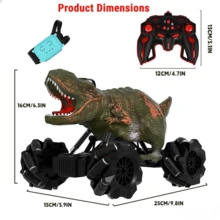 Remote Control Dinosaur, 2.4 Ghz 4WD RC Dinotrux Toys, Remote Control Car With Lights, Sound Effects And Water Spray Function, Perfect Dinosaur Party Favors Birthday Gifts 6-12 - Dinosaur RC Car - View 8