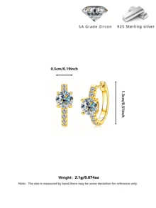 925 Sterling Silver Cubic Zirconia Earrings, Hypoallergenic Classic Elegant Wedding Engagement Gift Box - White Diamond Gold - View 10