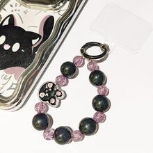 1 pièce Bracelet perlé coloré avec pendentif lapin bonbon mignon, accessoire de dragonne de téléphone adorable, cadeau pour les filles, porte-bonheur lapin, convient aux filles/couples, bracelet en verre d'agate imitation, cadeau idéal pour la Fête des Mères, Pâques, compatible avec Android et la plupart des smartphones, cadeaux pour la mère, la famille, les amis, les enfants, anniversaire, chaîne de téléphone pour les fêtes - Multicolore - Voir 5