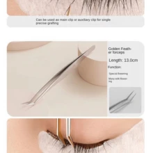 Eyelash Tweezers! Professional Eyelash Extension Stainless Steel Feather Clip Tweezers For Beginners, Eyelash Extension Tweezers, Eyelash Curler, Makeup Tools - C-Silver - View 7