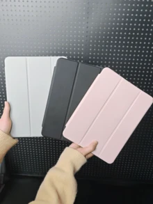 1pc Transparent 3-Fold Protective Case, Ultra-Thin Stand Shock-Proof Pencil Slot, Suitable Compatible With Apple Mini 4/5/6, 9.7/10.2/10.5 Inch, Air 4/5/6/7, 10th/11th Gen, Pro 11 Inch, Air 11(M2), Air 13 And Pro 11(M4) Models. Transparent Back Cover, High Transmittance, Customizable - Pink - Pink - View 6