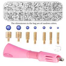 Juego de pegatinas de strass de fusión en caliente, Juego de strass brillantes, Juego de pegatinas de strass de fusión en caliente DIY, Juego de herramientas de pegatinas de strass, Juego de máquina de pegatinas de fusión en caliente, Adecuado para ropa, tela, madera, cartón, cuero y otros materiales - Multicolor - Ver 9