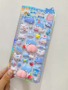 Soft Bottom Stickers, Pinching Stickers, Rabbit Bear Foam Stickers, Sponge Stickers, Decorative Stickers Can Be Used To Decorate Stationery, Diy Phone Cases, Notebooks, And Stationery(Random Style) - Multicolor - View 2