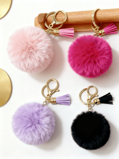 This Adorable Fluffy Tassel Keychain Set Is A Small Surprise For Yourself Or Your Friends. The Soft Pom-Pom Texture Is Comfortable, And The Lively Tassels Add Extra Vibrancy. It Can Be Easily Attached To Your Keys To Prevent Loss, And Also Makes Your Bag More Eye-Catching. It Is Extremely Convenient For Daily Use.