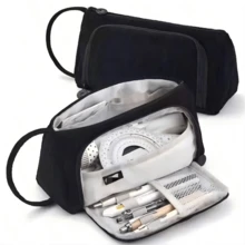 1 pieza Nuevo estuche de lápices/bolsa de almacenamiento diario de gran capacidad y multifuncional con diseño minimalista de triángulo a cuadros para estudiantes - Multicolor - Ver 19