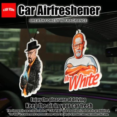 MR WHITE DESIGN 汽车后视镜空气清新剂，车载空气清新剂，后视镜挂饰，汽车内饰装饰，送朋友的特别礼物，持久留香，不含酒精，使用方便，设计新颖